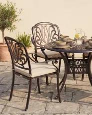 Set of 4 Garden Chairs with Cushions ANCONA Metal Dark Brown_1102458