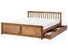 Bed with 2 Drawers OLENDON Pine Wood Brown 180 x 200 cm (EU Super King)