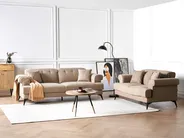 Living Room Set 5 Seater SKIVE Fabric Light Brown_947241