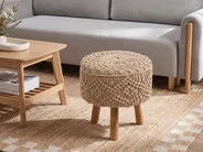 Footstool Macramé MANZAI Cotton Dark Beige_1135896