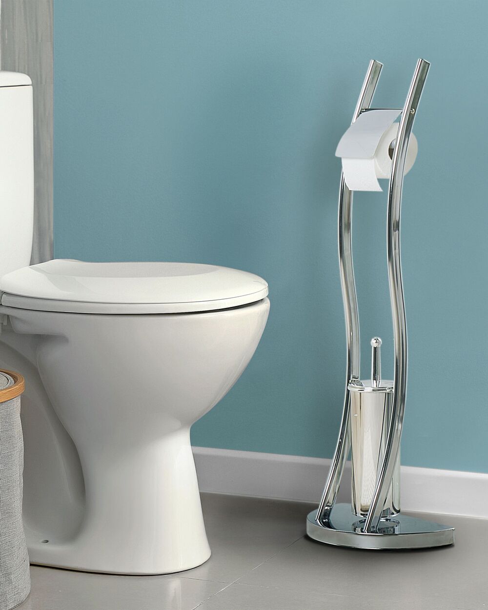 Toilet Roll and Brush Holder SOACHA Metal Silver