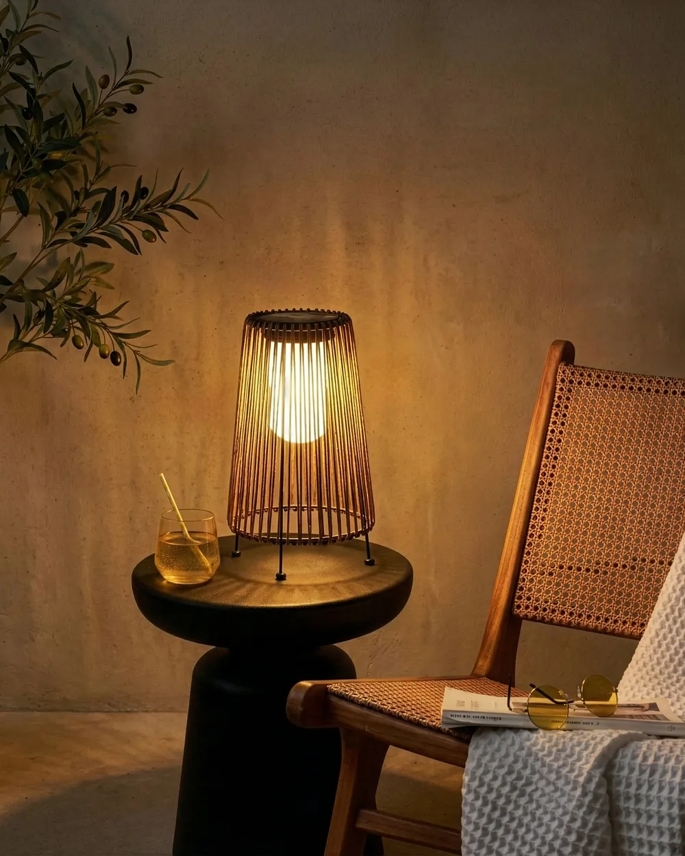 Solar Powered Lantern SEMLIKI 35 cm Natural