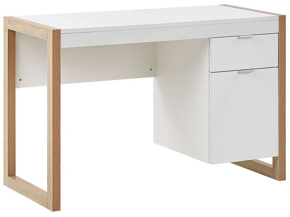 Työpöytä JOHNSON 112 cm x 50 cm säilytystila Ruskea/valkoinen