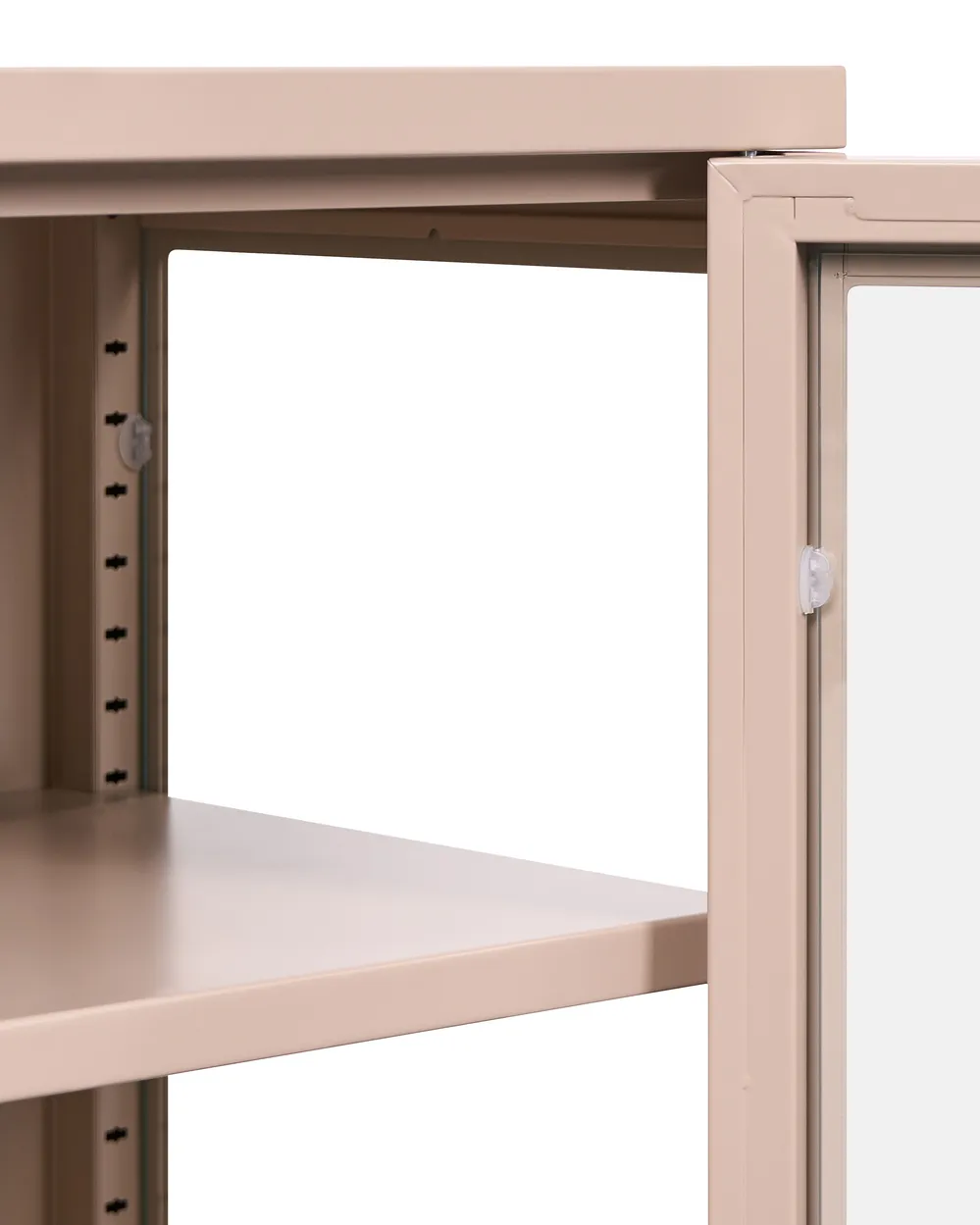 Glass Display Sideboard NEWPORT 115 cm Metal Beige_1114913
