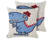 Set of 2 Decorative Cushions GAMBIR Cotton 45 x 45 cm Blue_905284