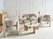 Living Room Set 4 Seater BUREA Chenille Light Beige_1072739