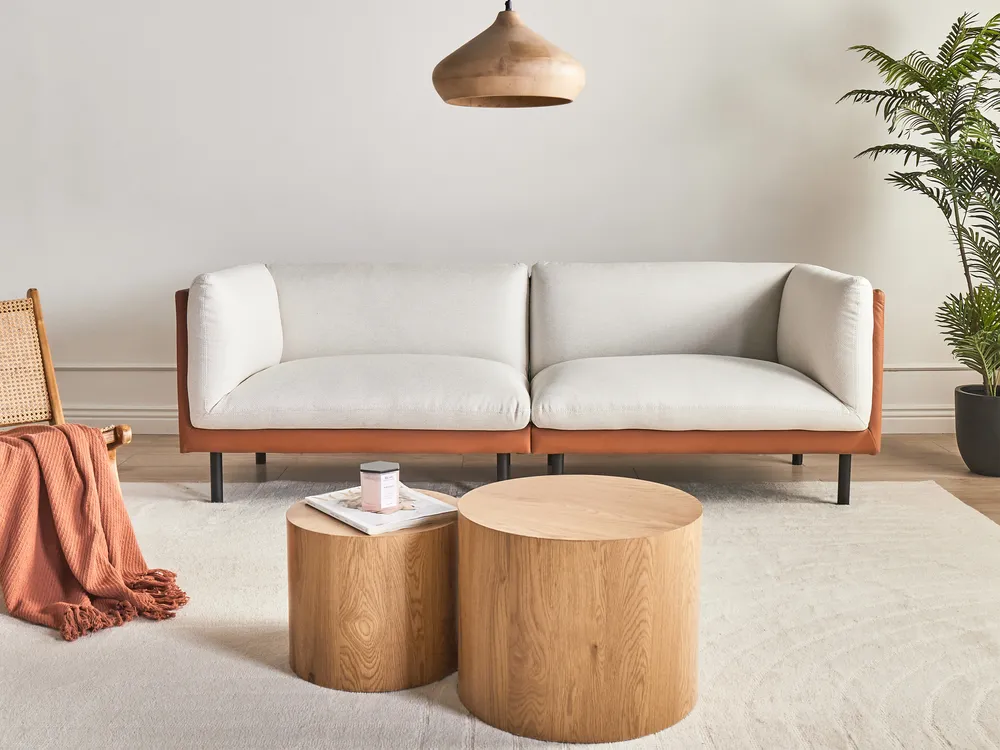 Sofa 3 Seater VORGOD Fabric Off-White