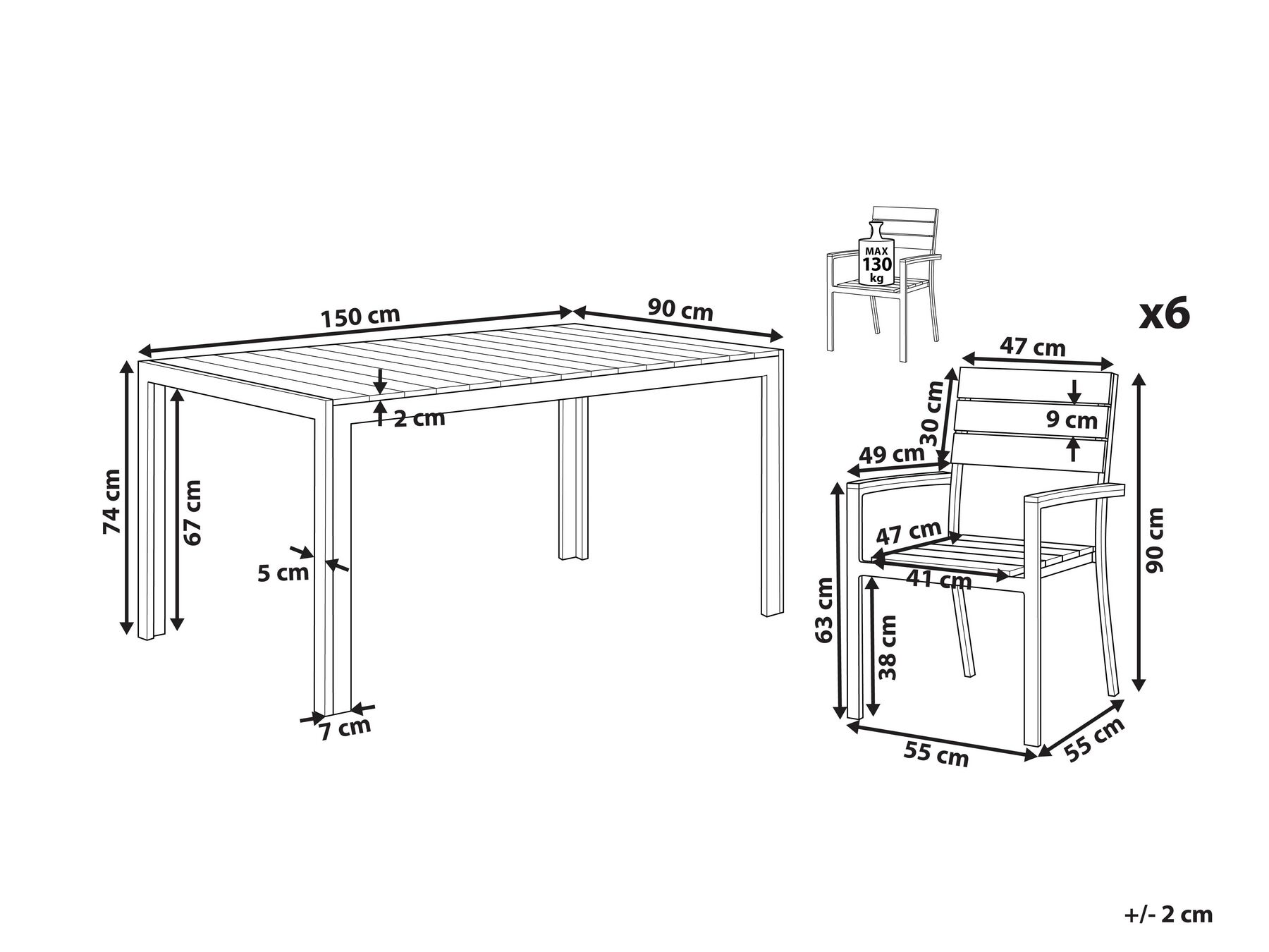 Garden Dining Set 6 Seater COMO Beige_884189