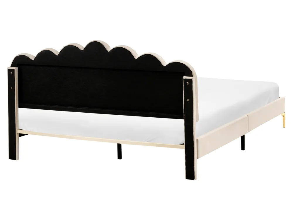 Bed Velvet SAUVIAN 160 x 200 cm (EU King Size) Beige_1014414