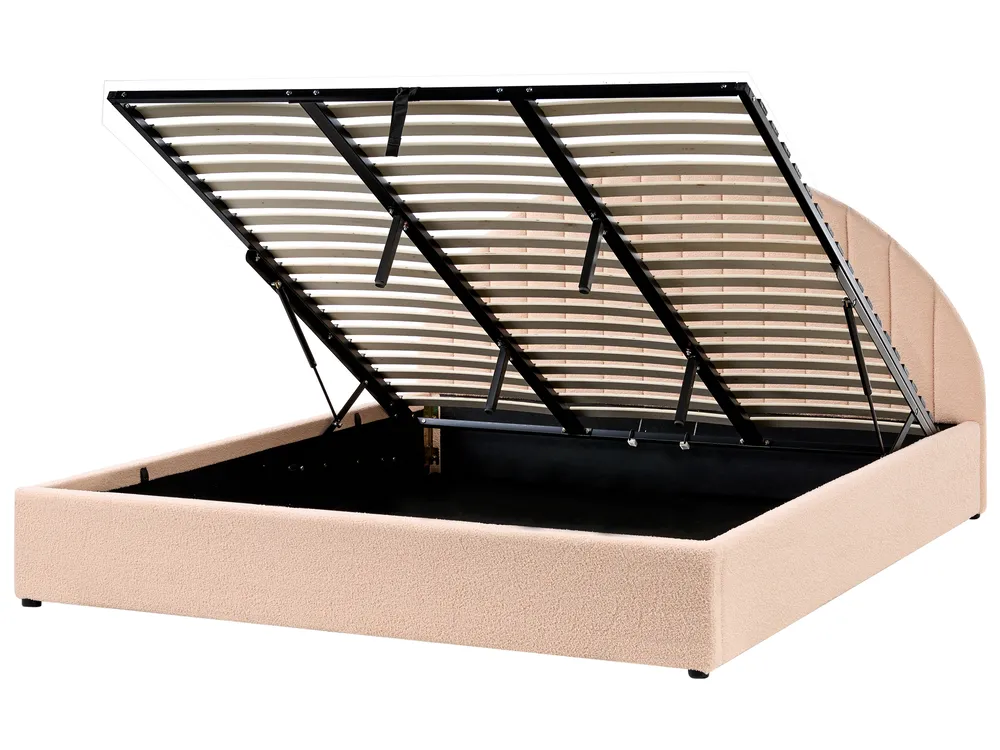 Ottoman Bed CHADENET Boucle Peach Pink 180 x 200 cm (EU Super King)_1025458