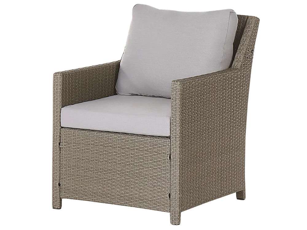 Garden Lounge Set with Table and Ottoman 5 Seater FONTI with Cushions PE Rattan Taupe_820255