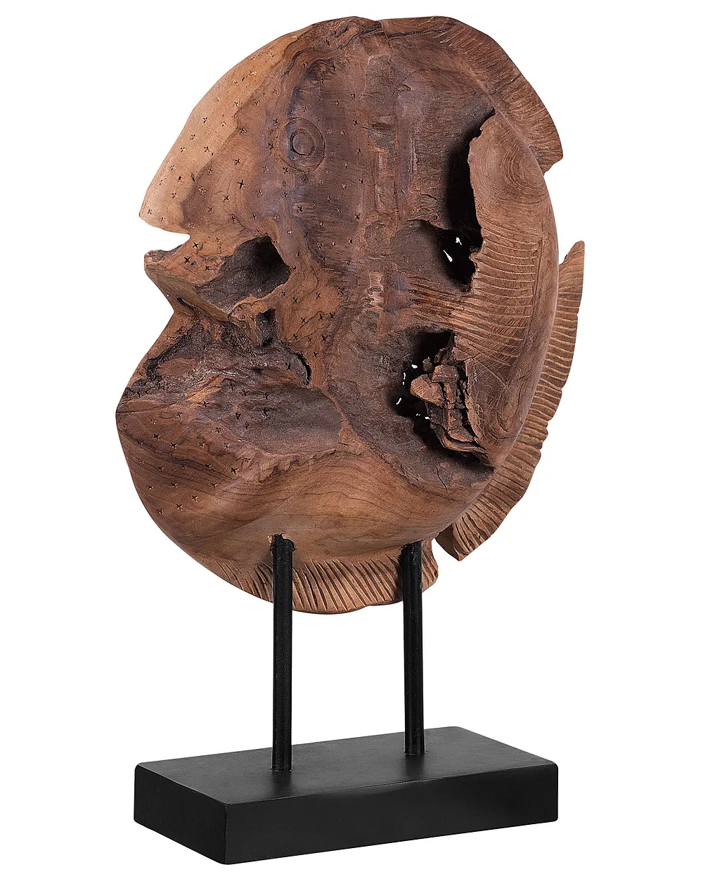 Dekorativ figur Fisk PLAICE FISH Teaktre Brun_758912