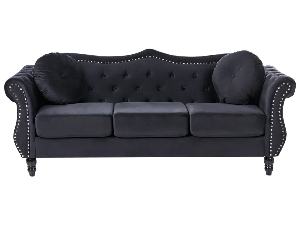 Sofa 3 Seater SKIEN Velvet Black