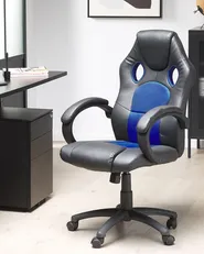 Office Chair FIGHTER Faux Leather Navy Blue_855721