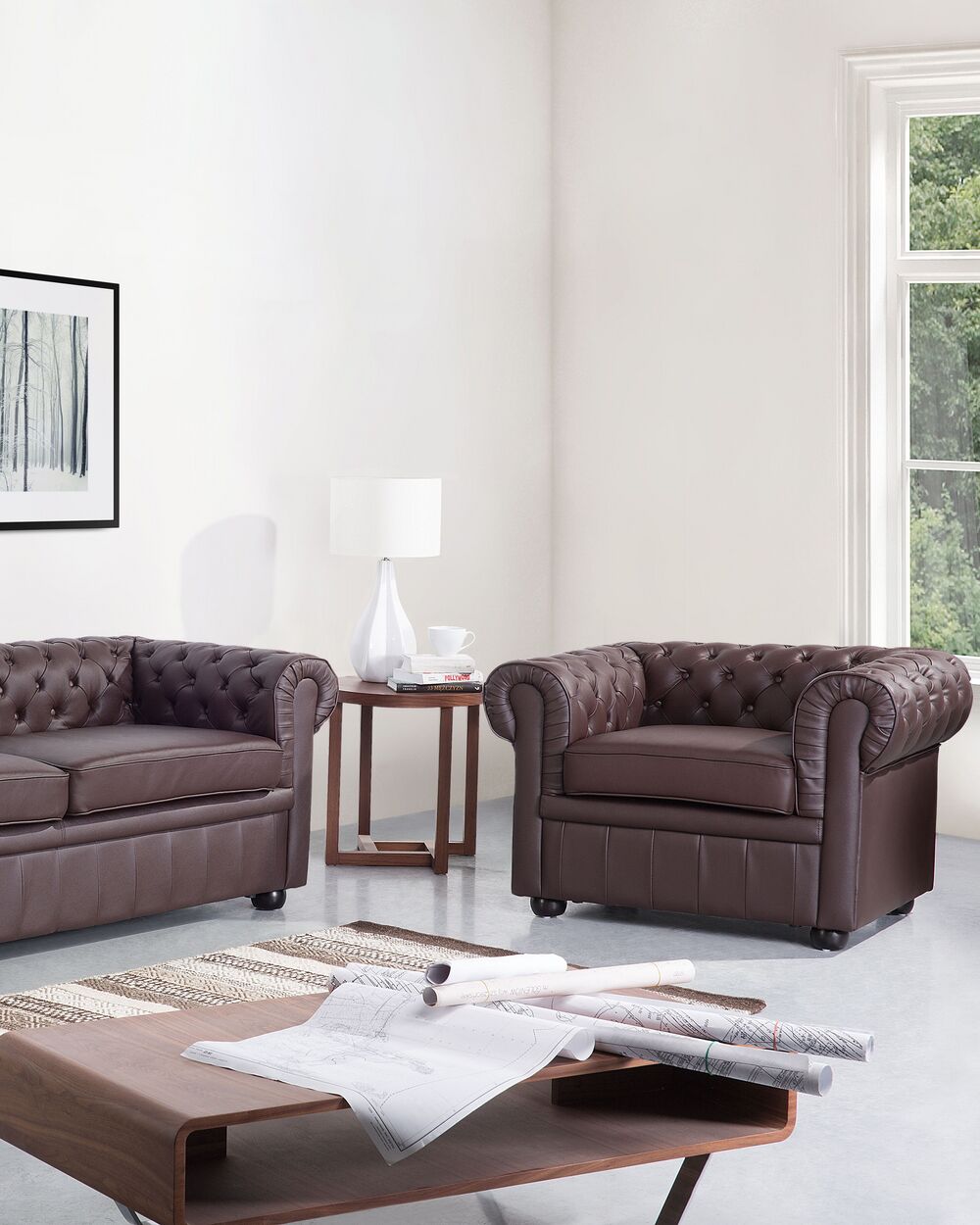 Armchair CHESTERFIELD Leather Brown