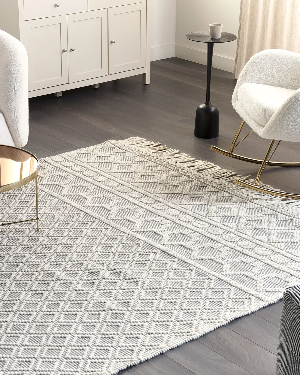 Rug SOLHAN Grey Beige 200 x 300 cm Wool