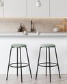 Set of 2 Bar Stools MORTON Velvet Mint Green