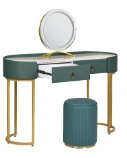 Dressing Table with Mirror and Stool VINAX LED Dark Green_845122