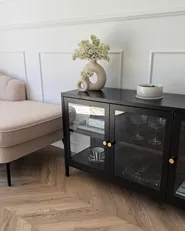 Glass Display Sideboard NEWPORT 115 cm Metal Black_983010