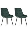 Set of 2 Dining Chairs MELROSE Velvet Dark Green