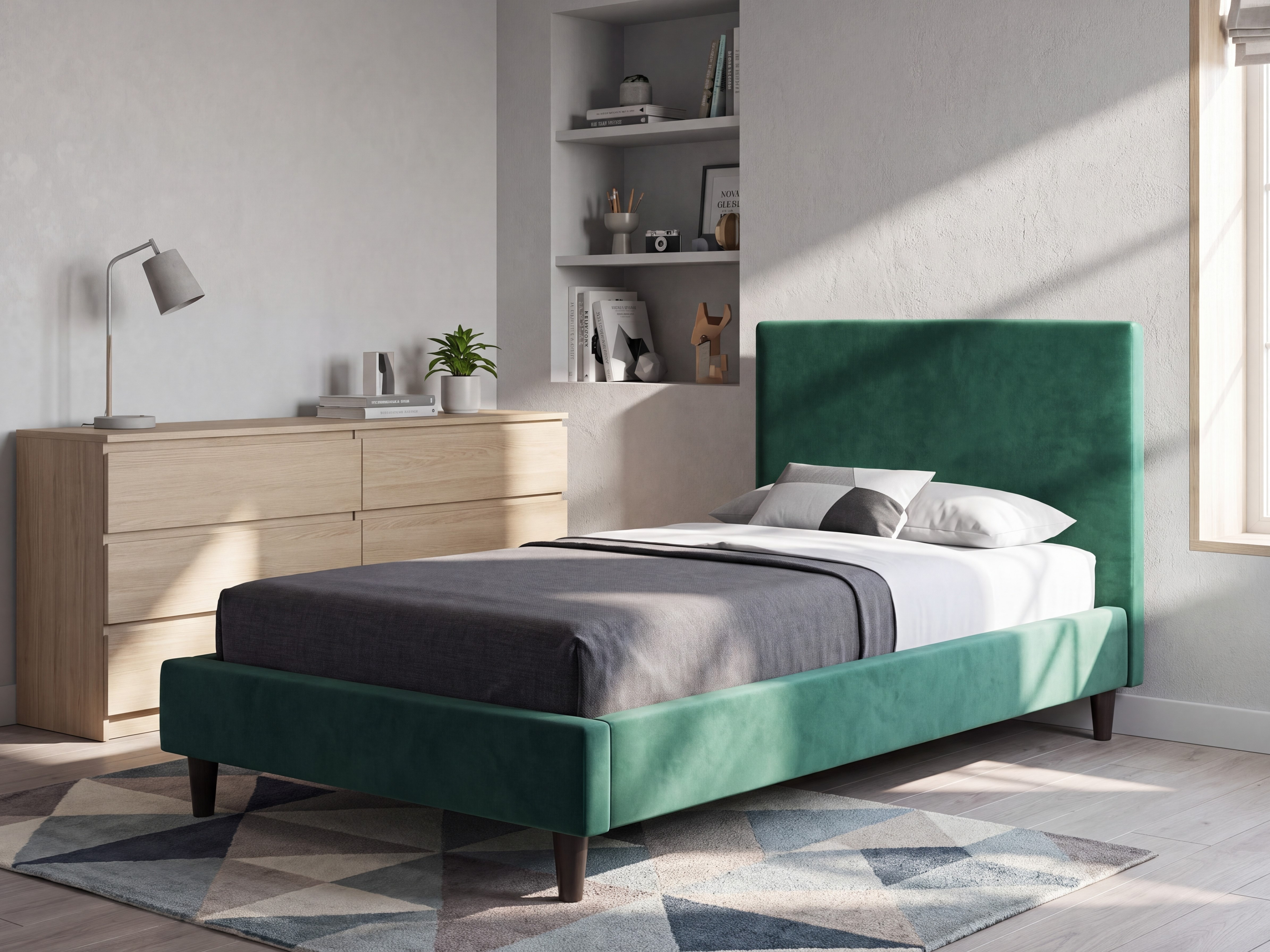 Sängynrungon päällinen Sametti FITOU 90 x 200 cm Tummanvihreä