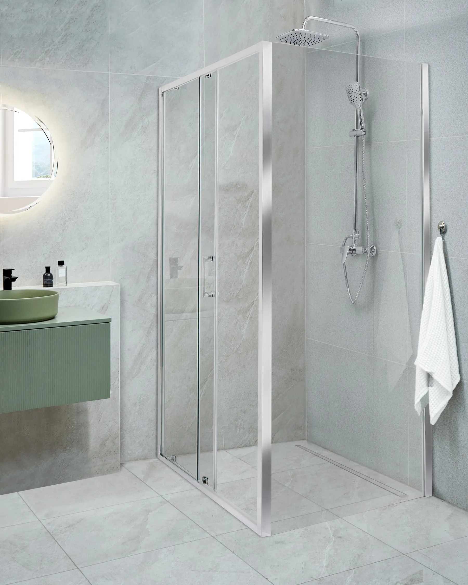 Duschväggar YORO 800 x 1000 x 1850 mm Silver_944604