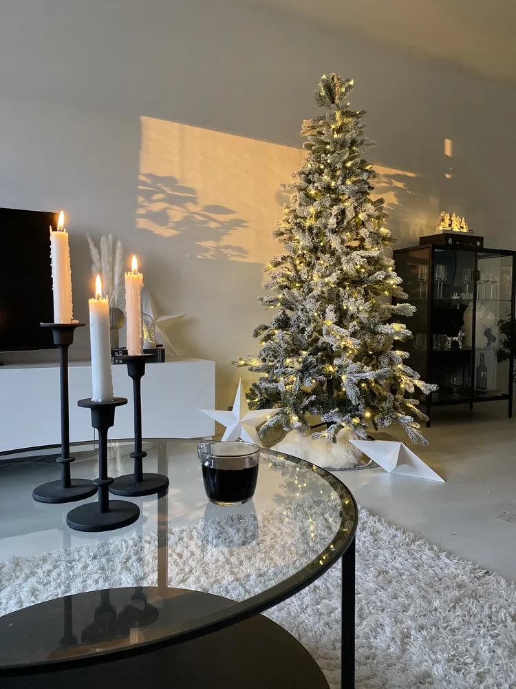 Artificial Snowy Christmas Tree LED TATLOW 210 cm Green_836219