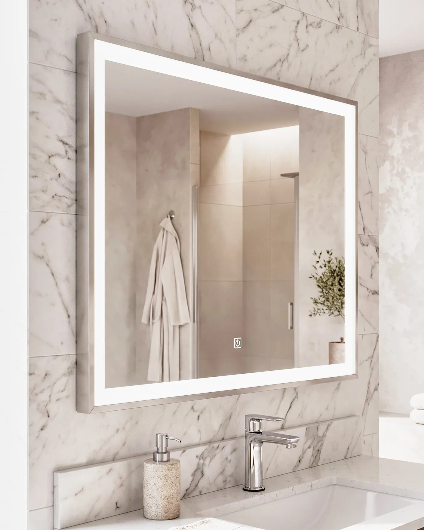 Badrumsspegel med LED ARGENS 80 cm 60 cm Silver_748237