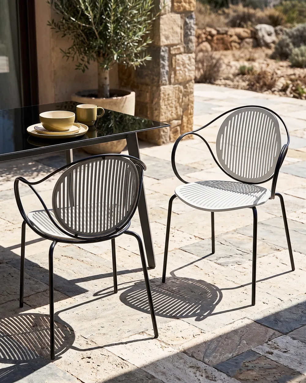 Set of 2 Garden Chairs IKARIA Metal Off-White