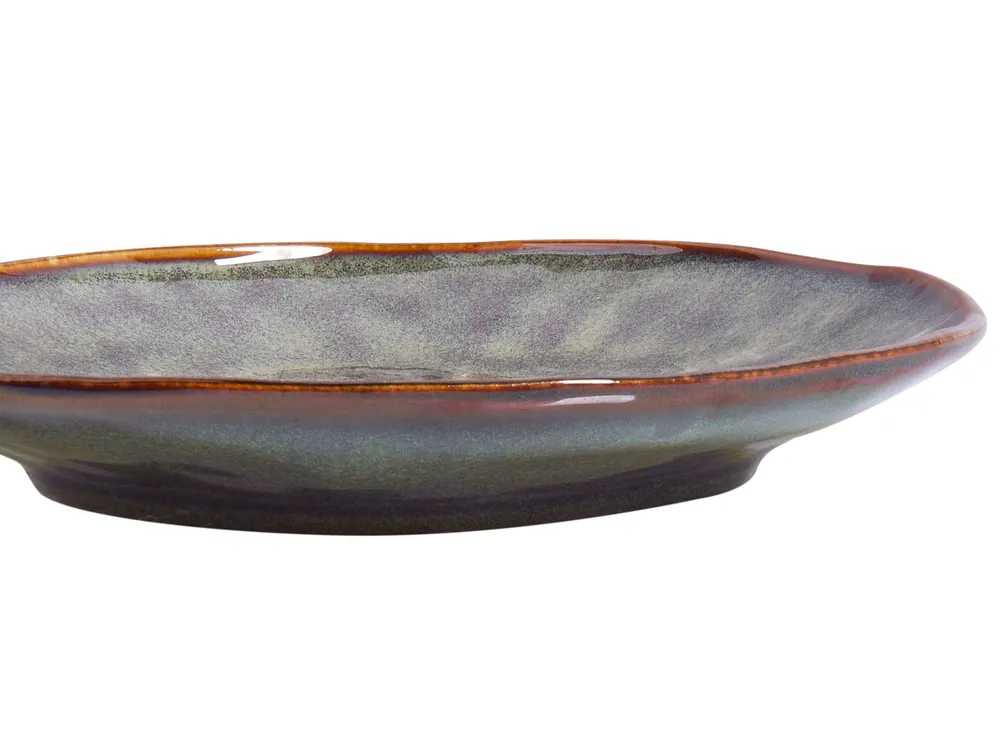 Set of 8 Side Plates THYME Stoneware Dark Green_986548