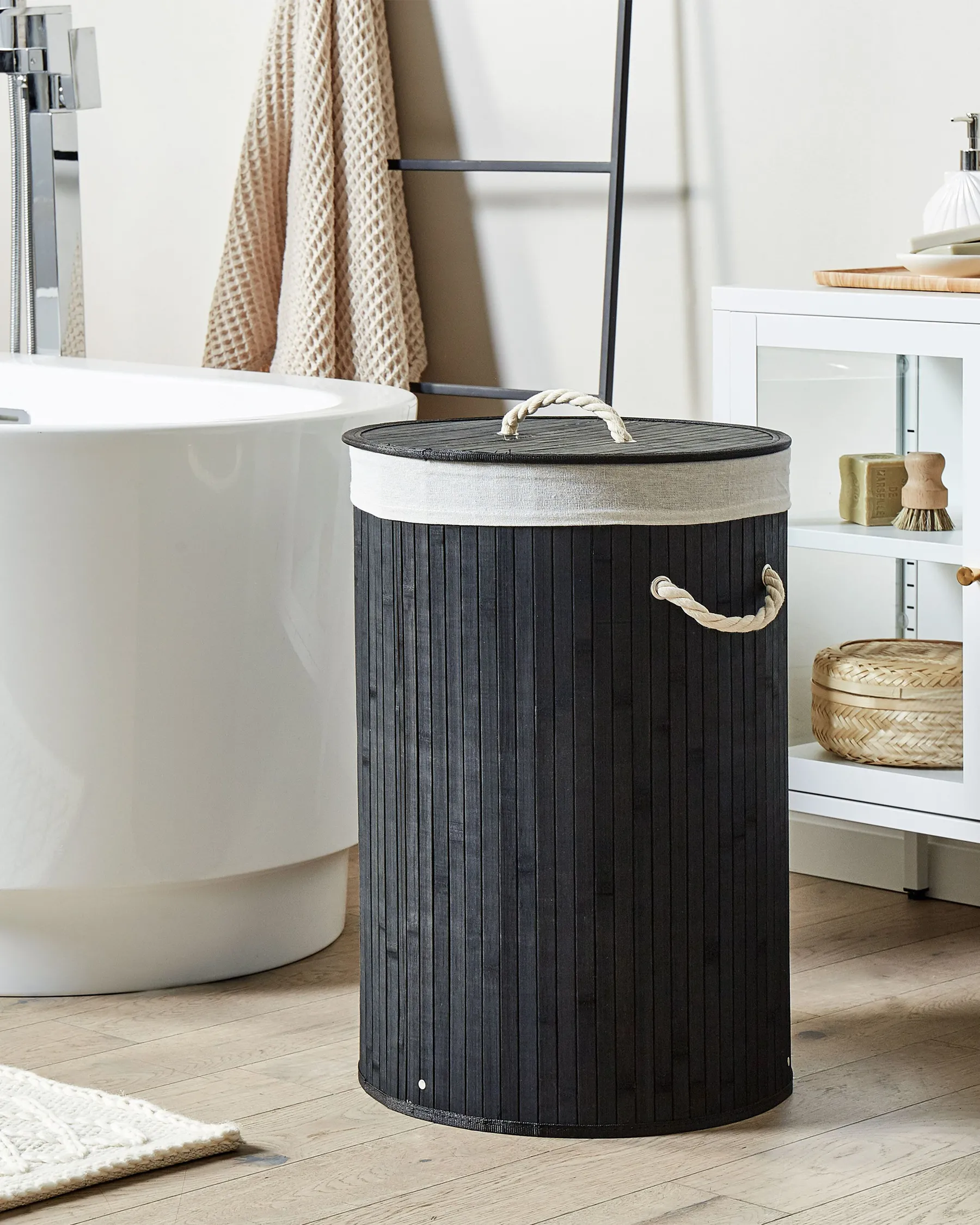 Pyykkikori SANNAR Bambu Musta 75 L_849822