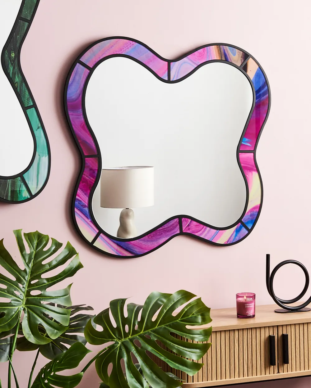Wall Mirror PULNOY 72 cm 80 cm Pink