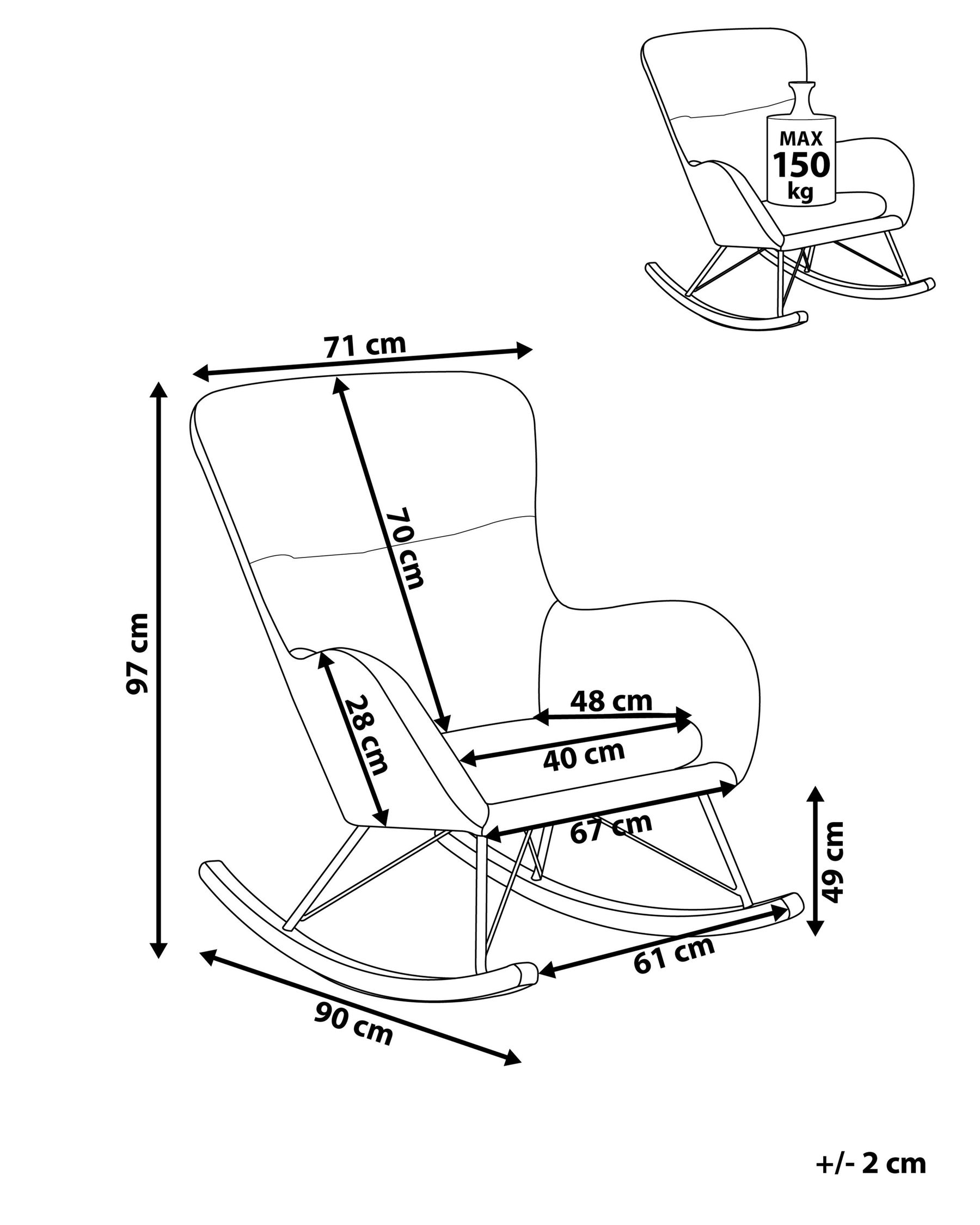 Rocking Chair ELLAN Velvet Black_822931