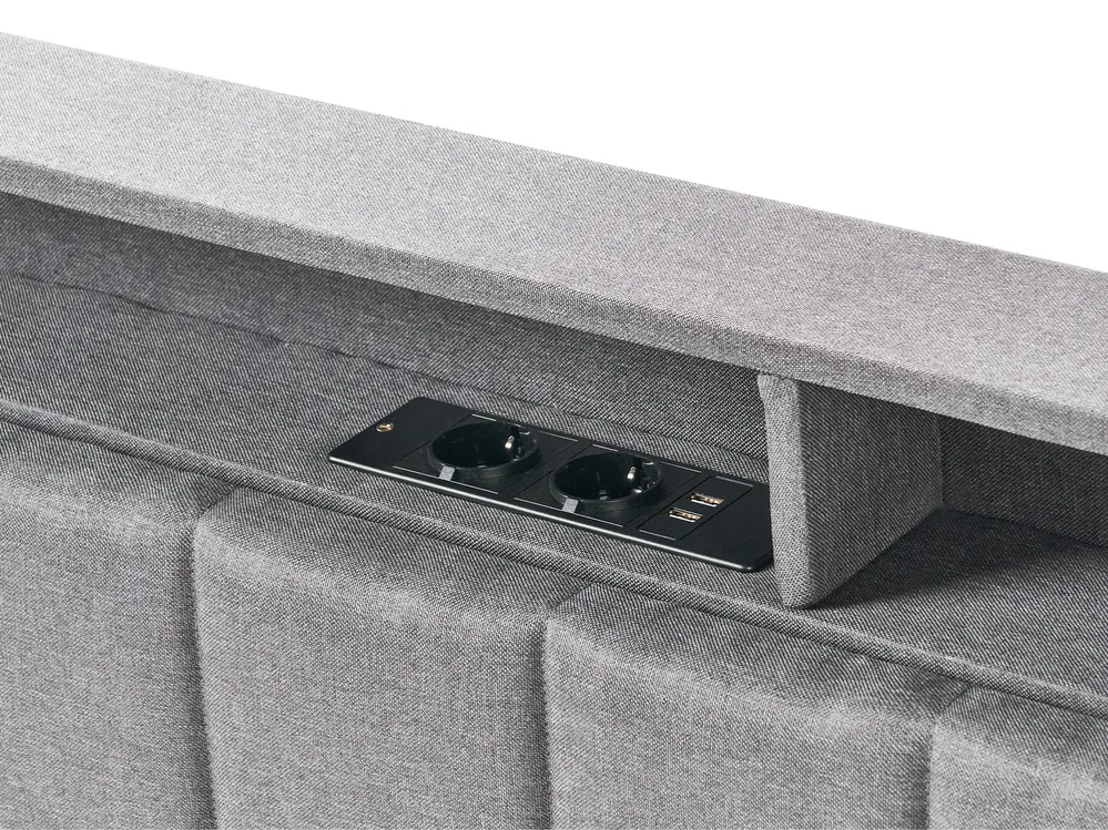 Bed with LED BEAULIEU Fabric Dark Grey 180 x 200 cm (EU Super King) with USB Port with Storage_993592