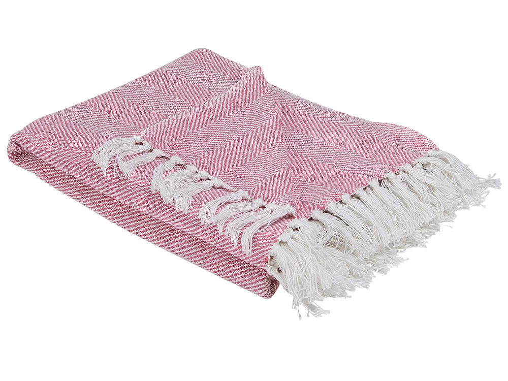 Pläd TANGIER Bomull 130 x 160 cm Rosa