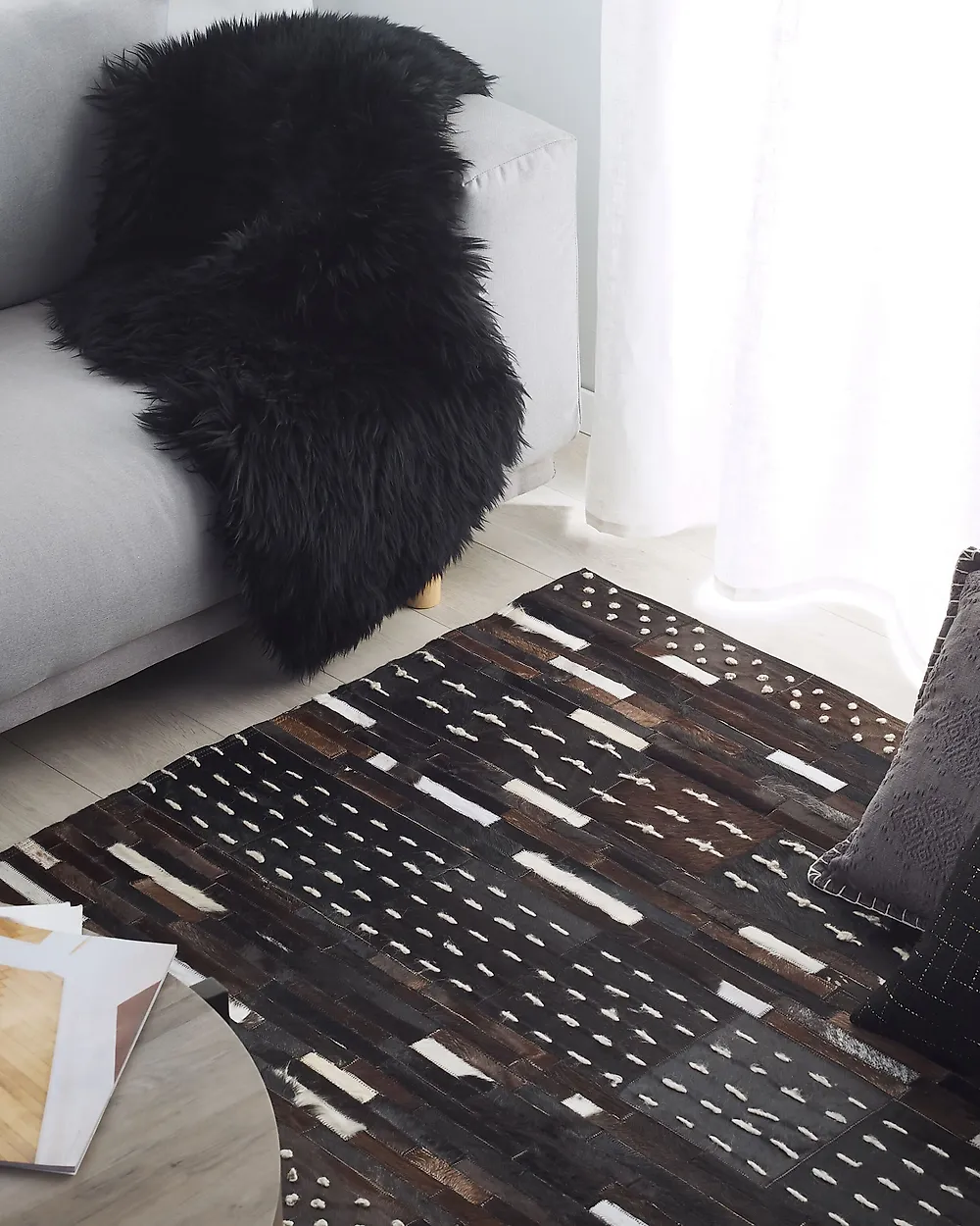 Rug AKSEKI Dark Brown 160 x 230 cm Leather_1178474