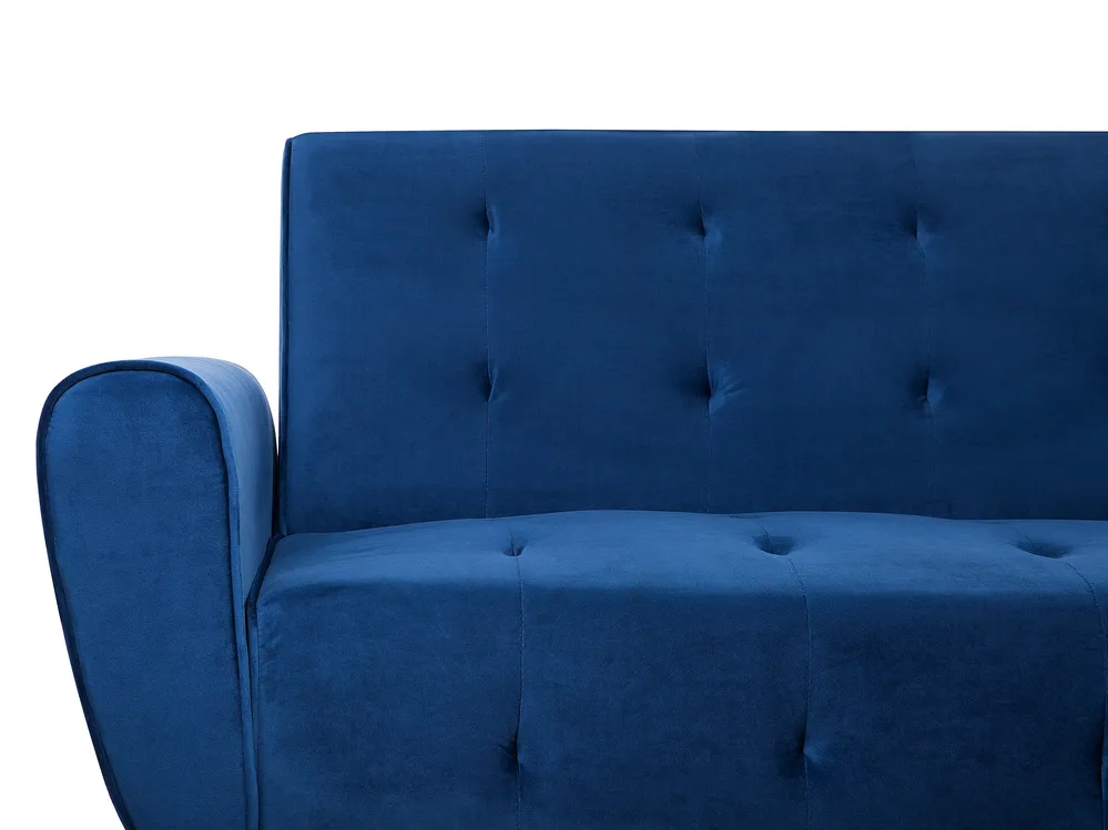 Sofa Bed 3 Seater SELNES Velvet Navy Blue_729263