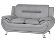 Living Room Set 6 Seater LEIRA Faux Leather Grey_1058671