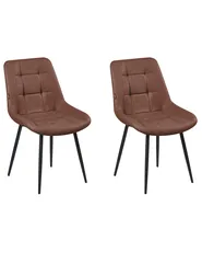 Set of 2 Dining Chairs MELROSE Faux Leather Brown_1042818