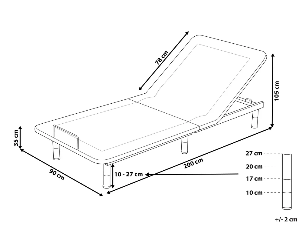 Electric Adjustable Bed Base BRUNOY 90 x 200 cm (EU Single) Grey_991551