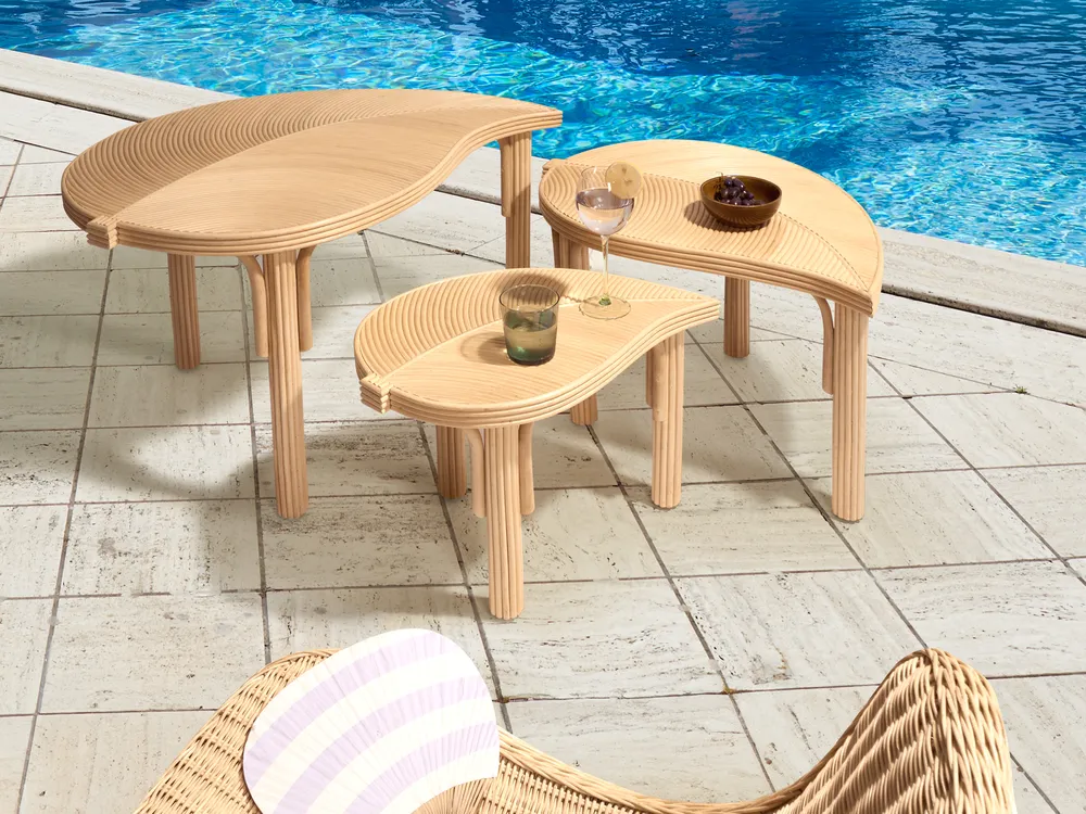 Set of 3 Coffee Tables PARALIA Rattan Natural_1005834