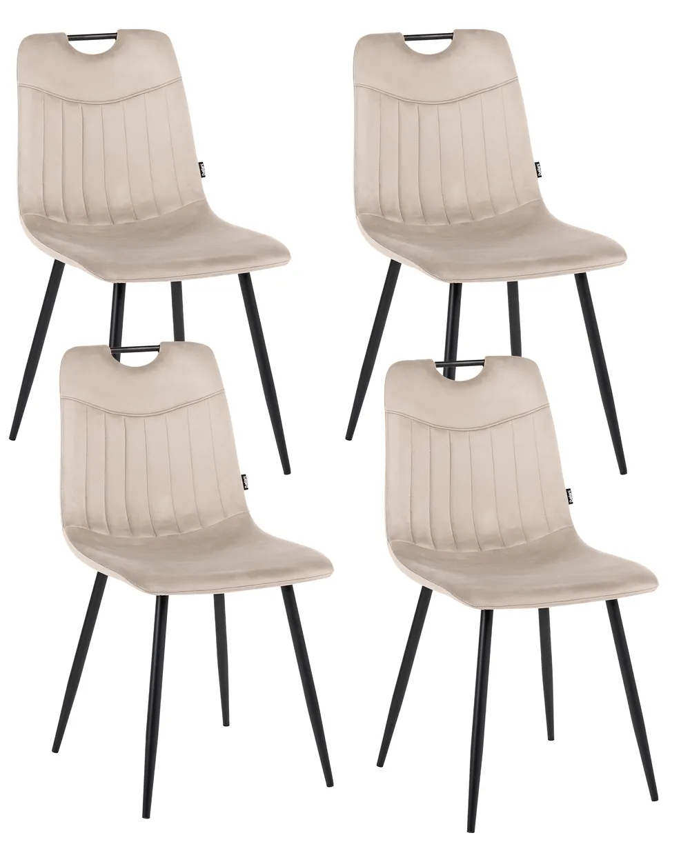 Set of 4 Dining Chairs ARGYLE Velvet Taupe