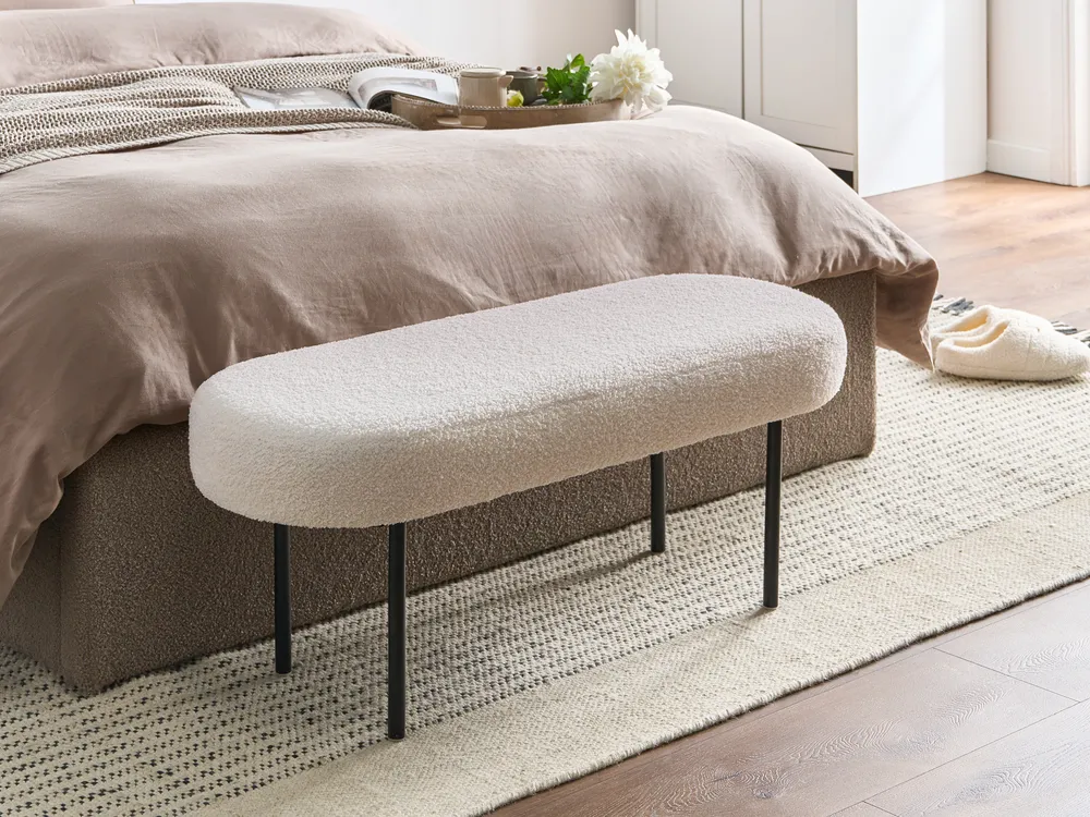 Upholstered Bench WOLFEBORO Boucle Off-White