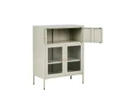 Glass Display Cabinet ESHOLT 80 cm Metal Light Beige_1043489