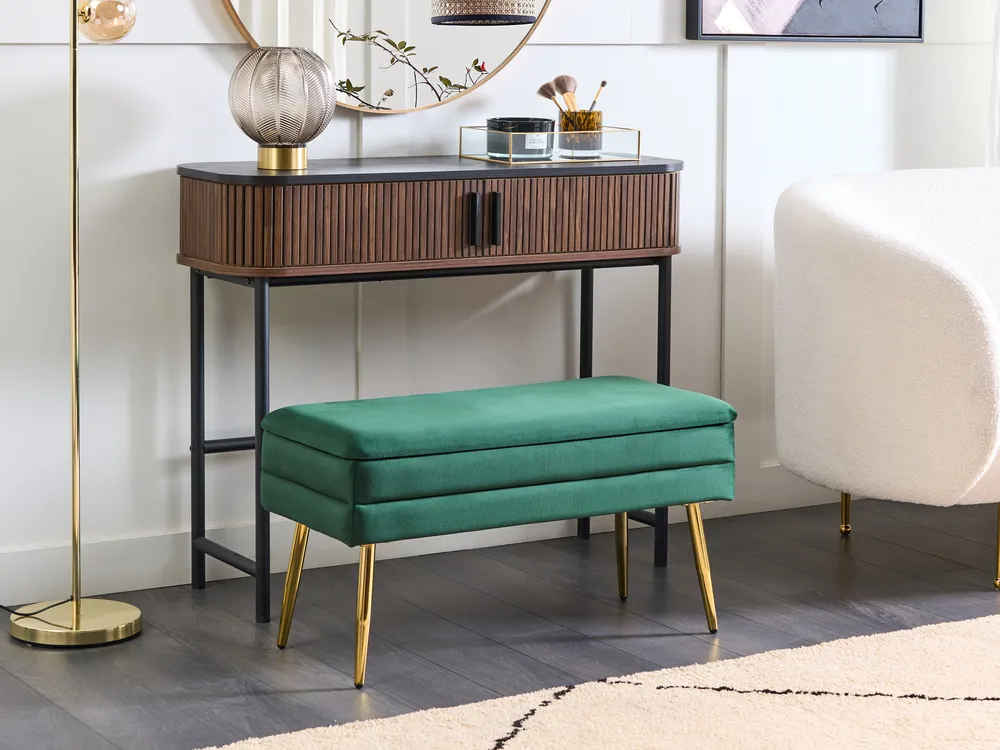 Upholstered Storage Bench DURHAM Velvet Dark Green