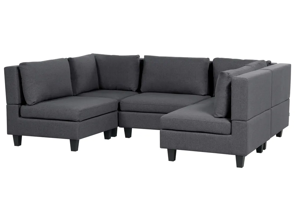 Modulär U-formad soffa 5-sits UNSTAD med fotpall Mörkgrå_893549