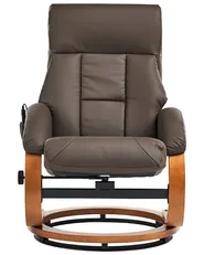 Massage Chair FORCE with Footstool Faux Leather Dark Brown_697921