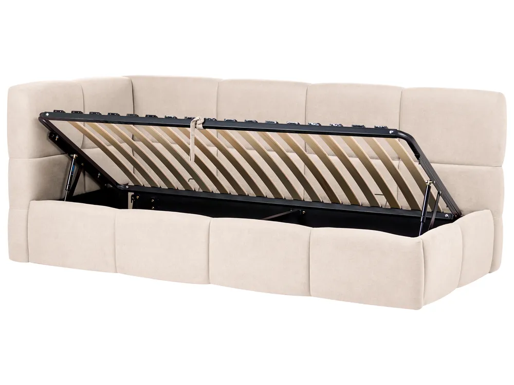 Dagbädd JACOU 90 x 200 cm med förvaring Vänstervänd Ljusbeige_1092699