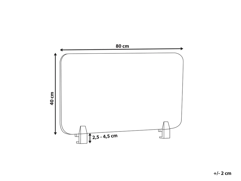 Desk Screen WALLY 80 x 40 cm Light Grey_800932