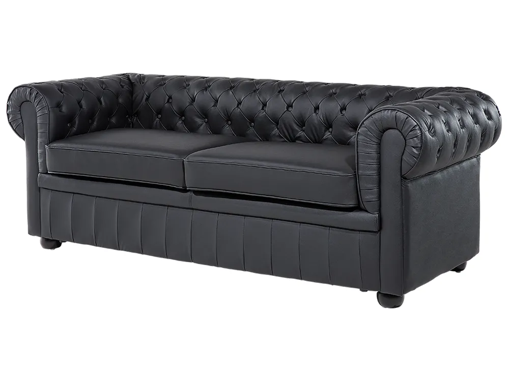 Sofa 3 Seater CHESTERFIELD Leather Black_539828